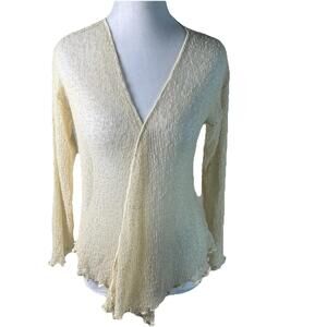 Y2k Netted Mermaid Fairy Grunge Cream Open Cardigan Beach Coastal Layering Xs-m
